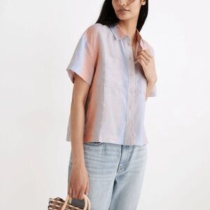 Madewell Linen Beachside Shirt in Ombré Stripe size S NWT